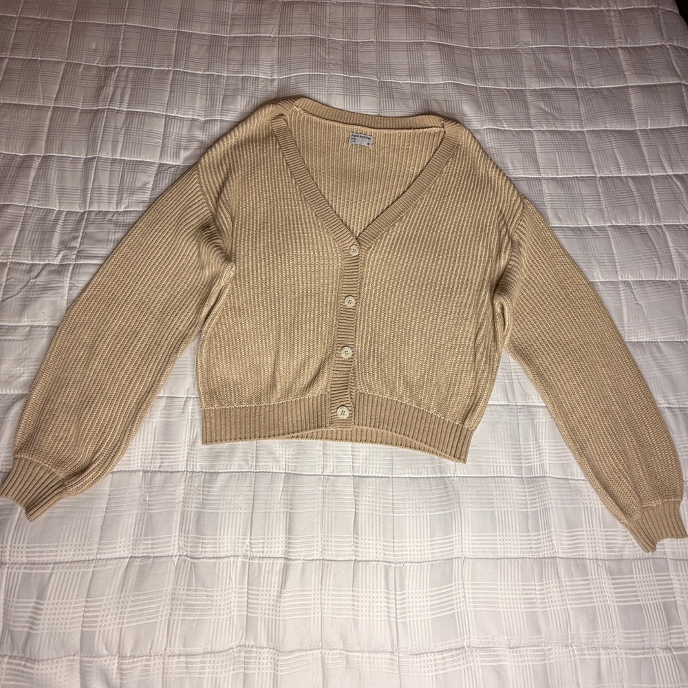 Frank & Oak Tan V-Neck Cardigan